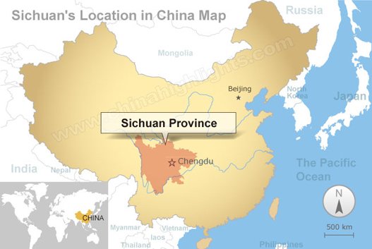 Sichuan's location in China map